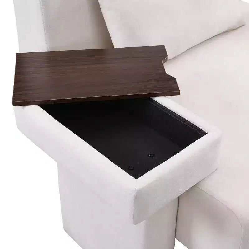 Fauteuil d'appoint surdimensionné de 122 cm de large avec coussin et plateau en bois intégré, fauteuil confortable et moderne