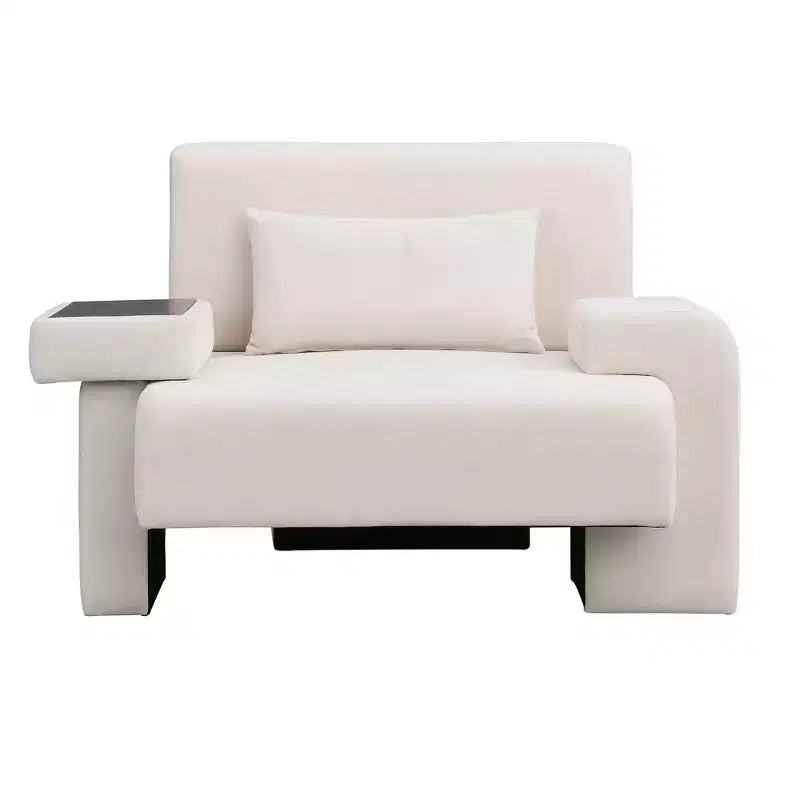 Fauteuil d'appoint surdimensionné de 122 cm de large avec coussin et plateau en bois intégré, fauteuil confortable et moderne