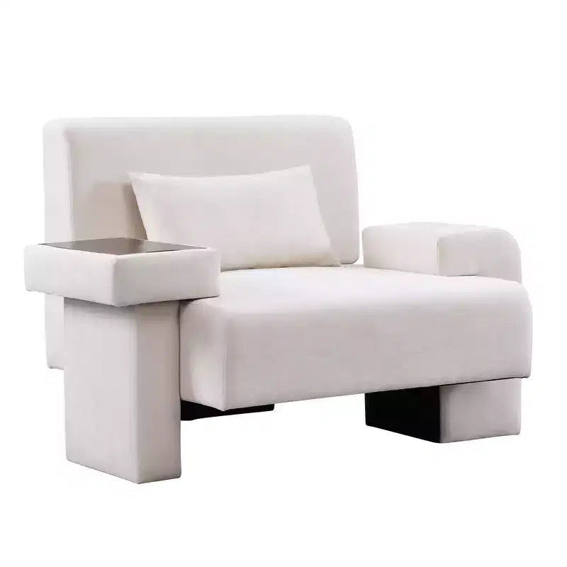 Fauteuil d'appoint surdimensionné de 122 cm de large avec coussin et plateau en bois intégré, fauteuil confortable et moderne