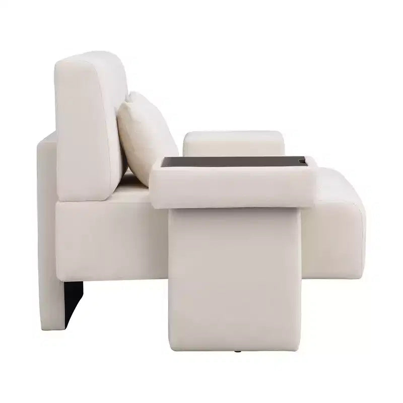 Fauteuil d'appoint surdimensionné de 122 cm de large avec coussin et plateau en bois intégré, fauteuil confortable et moderne