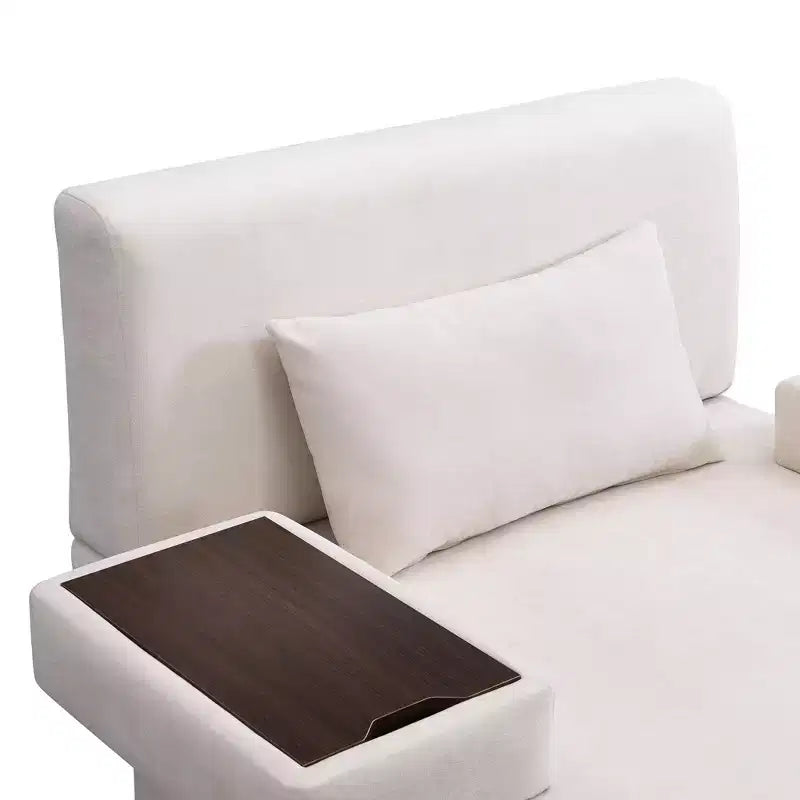 Fauteuil d'appoint surdimensionné de 122 cm de large avec coussin et plateau en bois intégré, fauteuil confortable et moderne