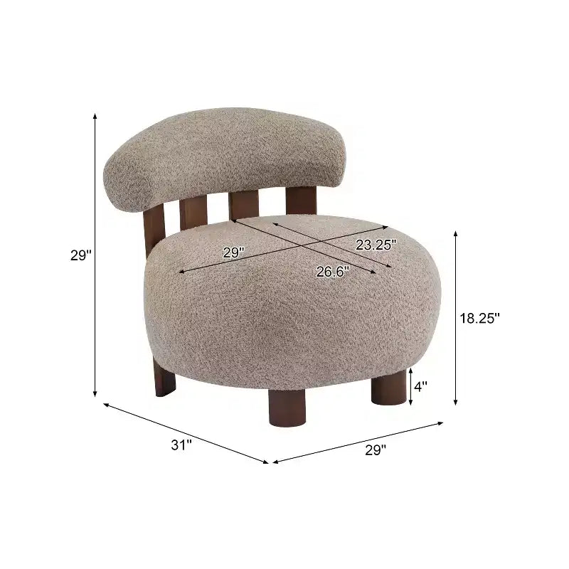 Chaise d'appoint sans accoudoirs rembourrée en bouclé et bois moderne