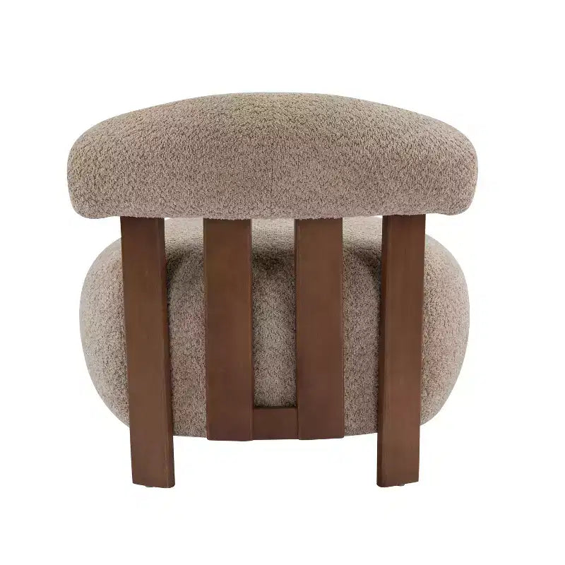 Chaise d'appoint sans accoudoirs rembourrée en bouclé et bois moderne