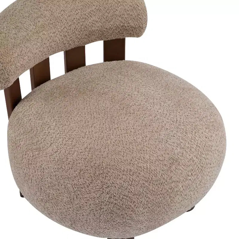 Chaise d'appoint sans accoudoirs rembourrée en bouclé et bois moderne