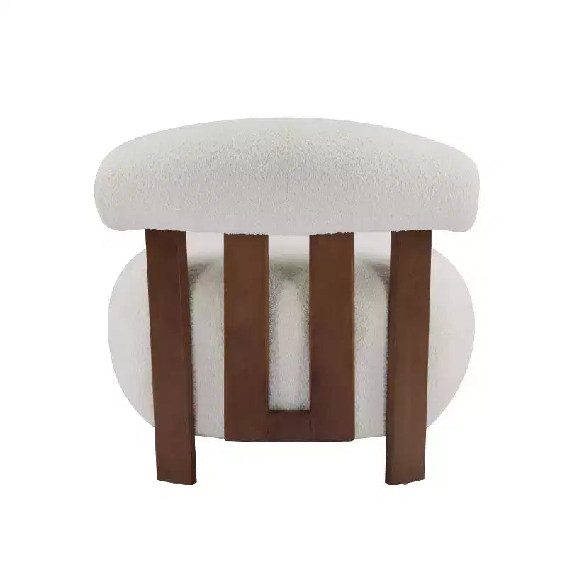 Chaise d'appoint sans accoudoirs rembourrée en bouclé et bois moderne