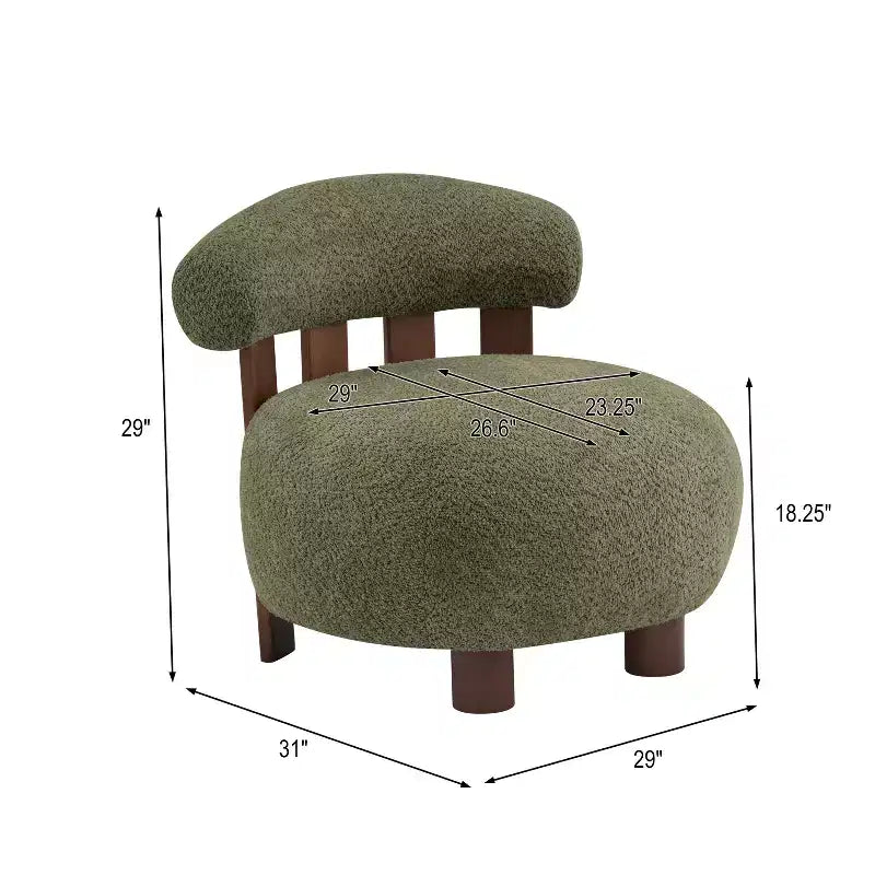 Chaise d'appoint sans accoudoirs rembourrée en bouclé et bois moderne