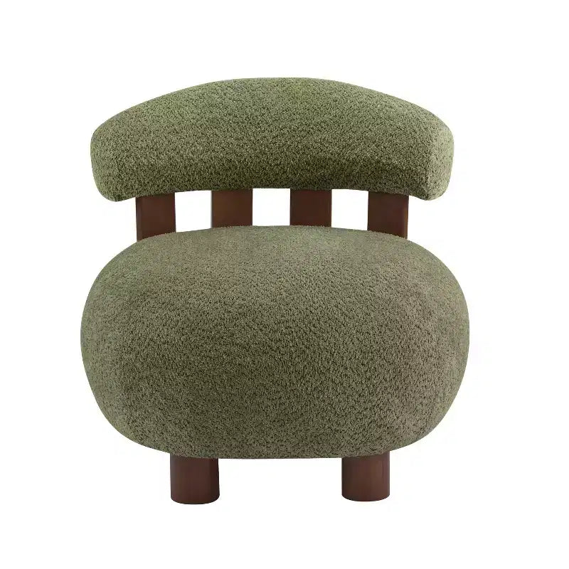 Chaise d'appoint sans accoudoirs rembourrée en bouclé et bois moderne