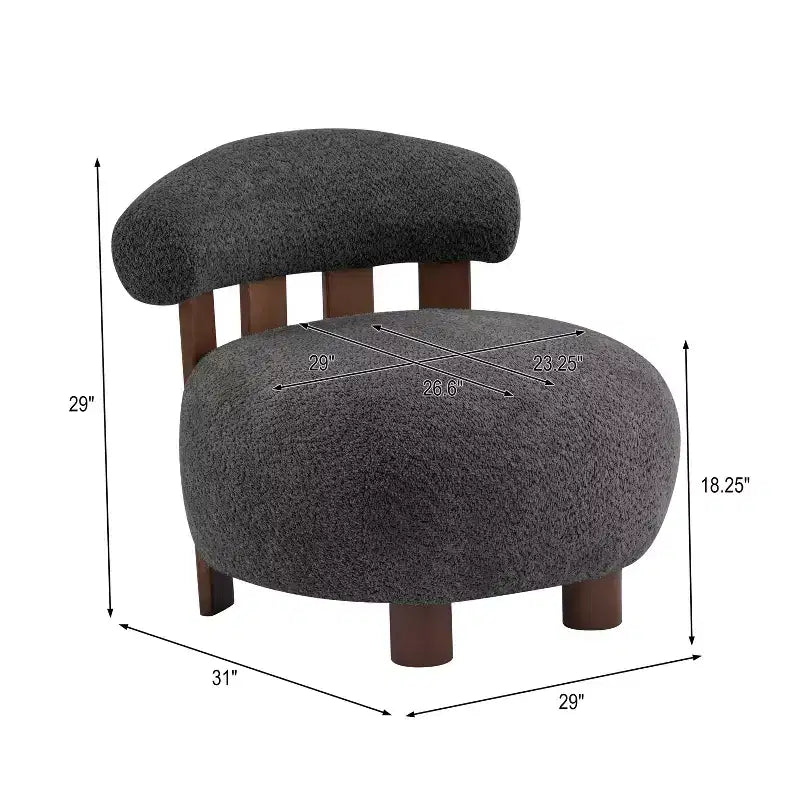 Chaise d'appoint sans accoudoirs rembourrée en bouclé et bois moderne
