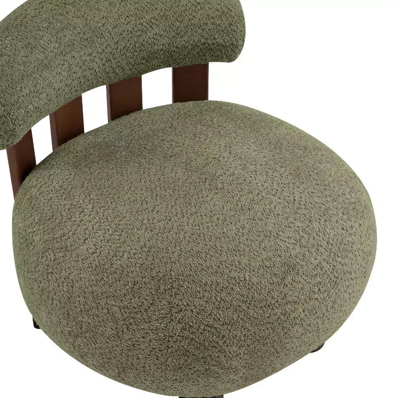 Chaise d'appoint sans accoudoirs rembourrée en bouclé et bois moderne