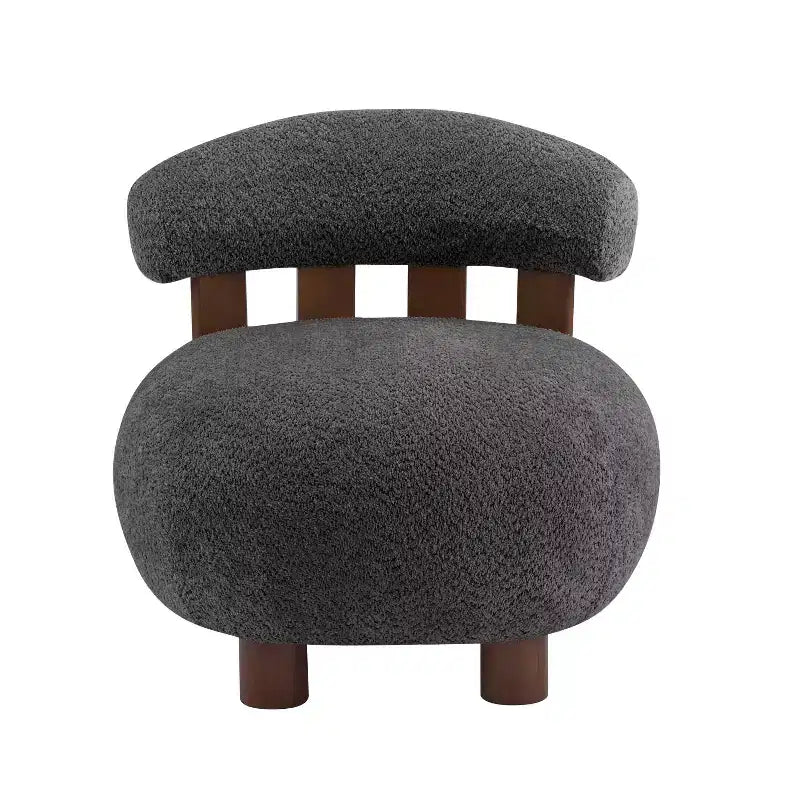 Chaise d'appoint sans accoudoirs rembourrée en bouclé et bois moderne