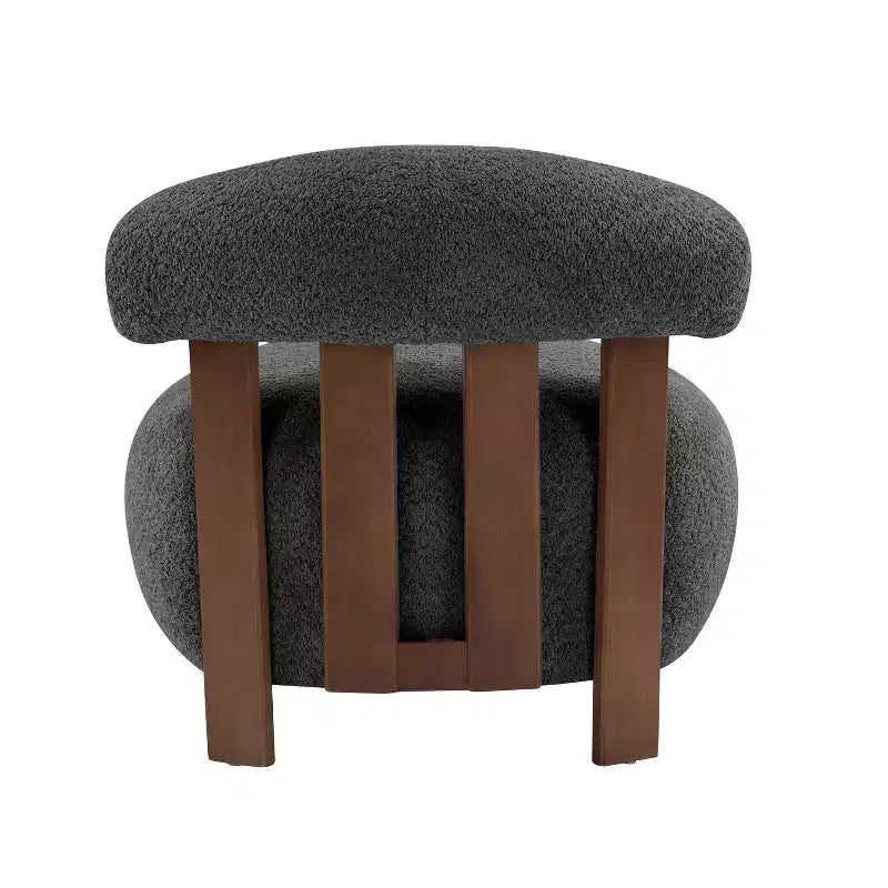 Chaise d'appoint sans accoudoirs rembourrée en bouclé et bois moderne