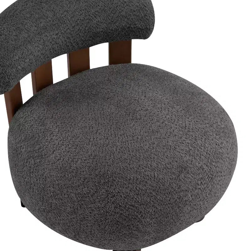 Chaise d'appoint sans accoudoirs rembourrée en bouclé et bois moderne