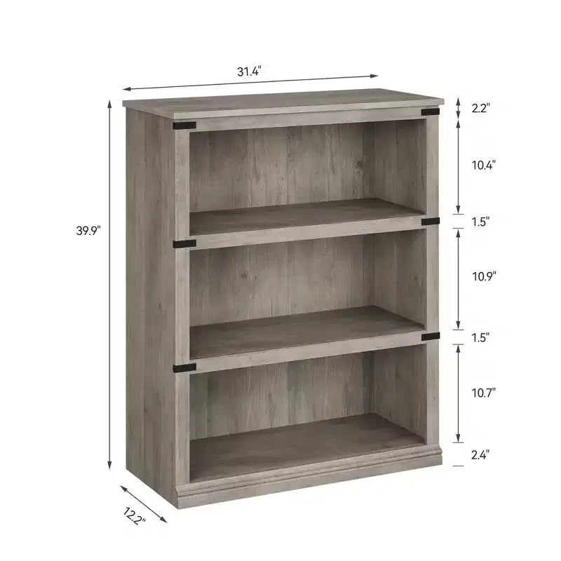 Bibliothèque à 3 niveaux, étagère de ferme avec rangement, étagères ouvertes de 101 cm de haut