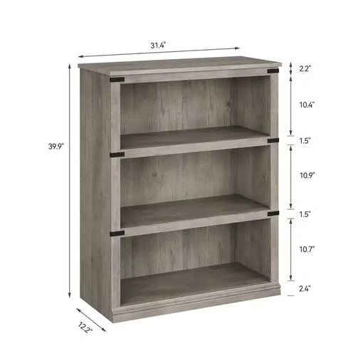 Bibliothèque à 3 niveaux, étagère de ferme avec rangement, étagères ouvertes de 101 cm de haut