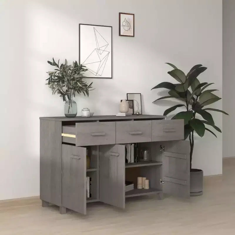 Buffet bar console en bois de pin massif avec tiroirs