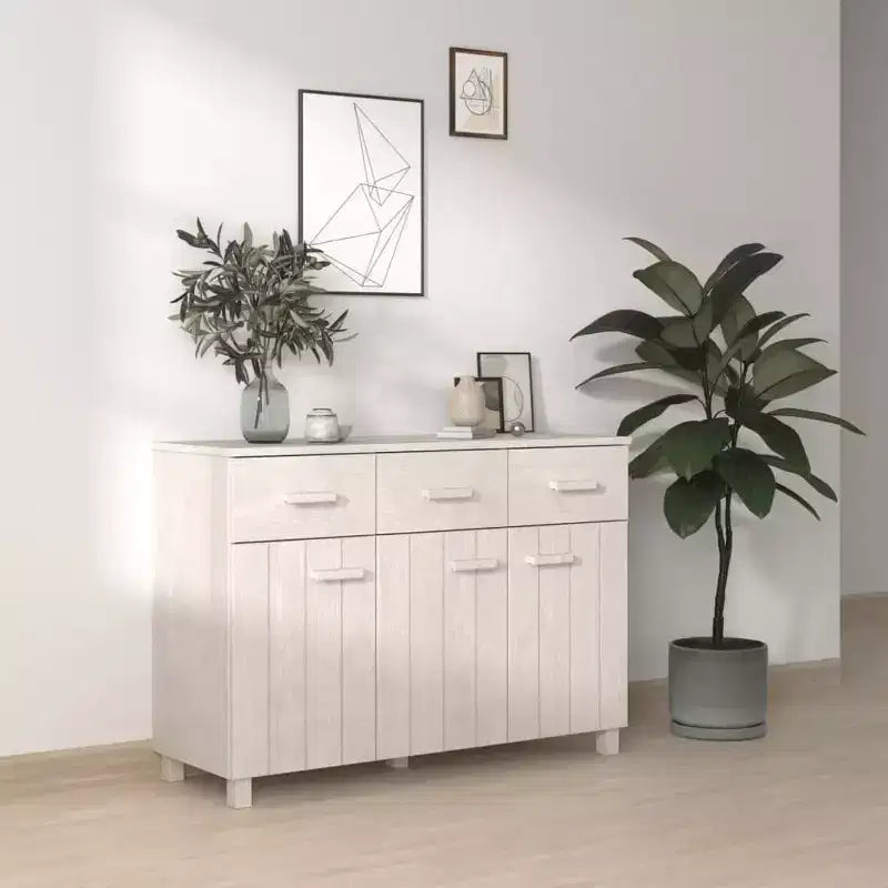 Buffet bar console en bois de pin massif avec tiroirs