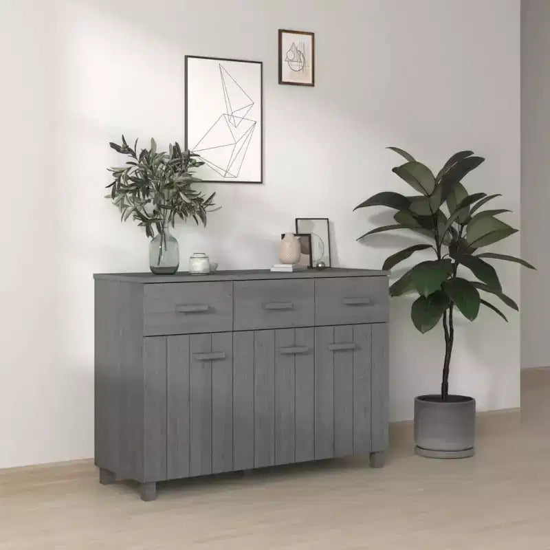Buffet bar console en bois de pin massif avec tiroirs