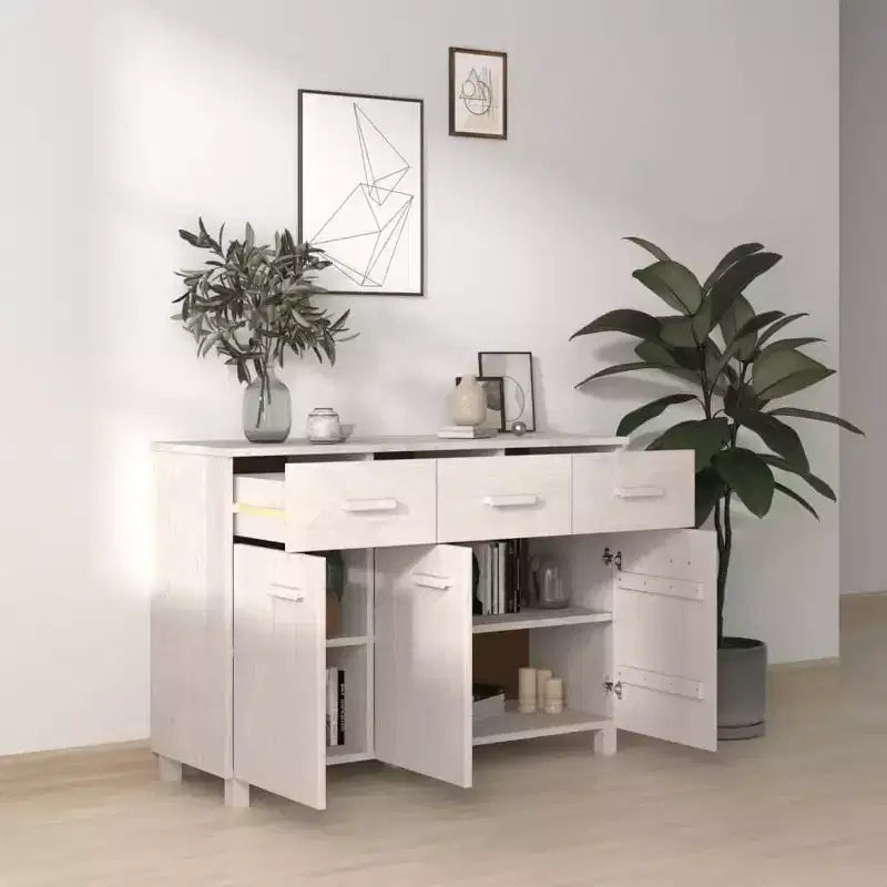 Buffet bar console en bois de pin massif avec tiroirs