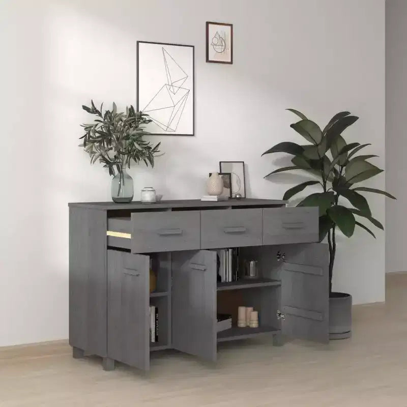 Buffet bar console en bois de pin massif avec tiroirs