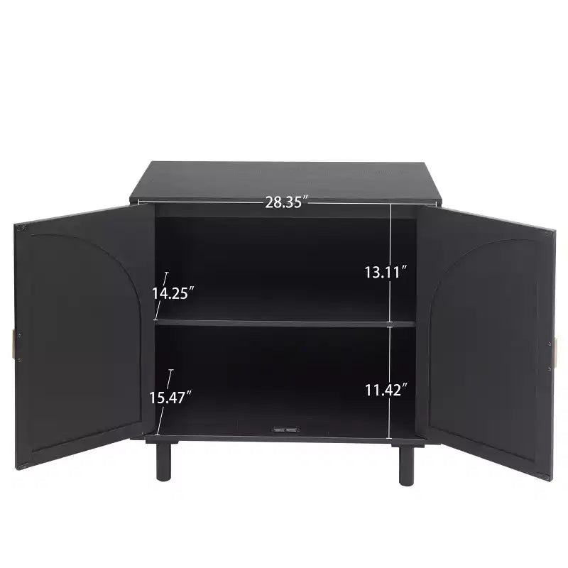 Élégant meuble de rangement en rotin, buffet à 2 portes avec pieds en pin massif pour chambre à coucher, salon, bureau
