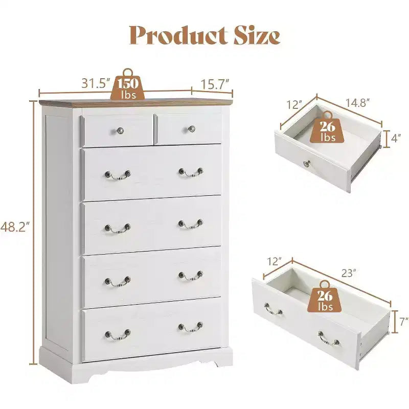 Commode de chambre, commode de style ferme avec poignée en métal vintage