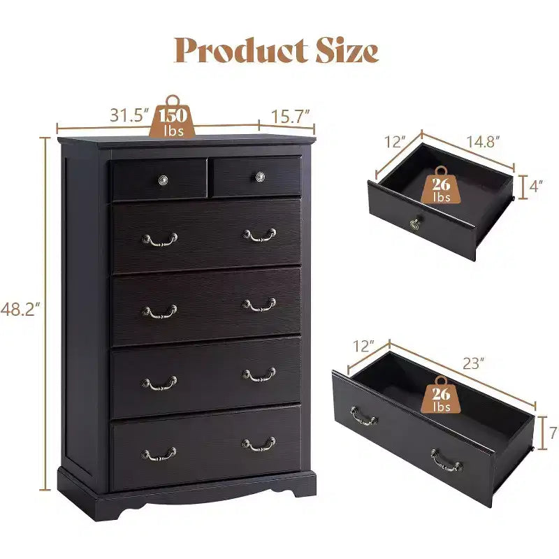 Commode de chambre, commode de style ferme avec poignée en métal vintage
