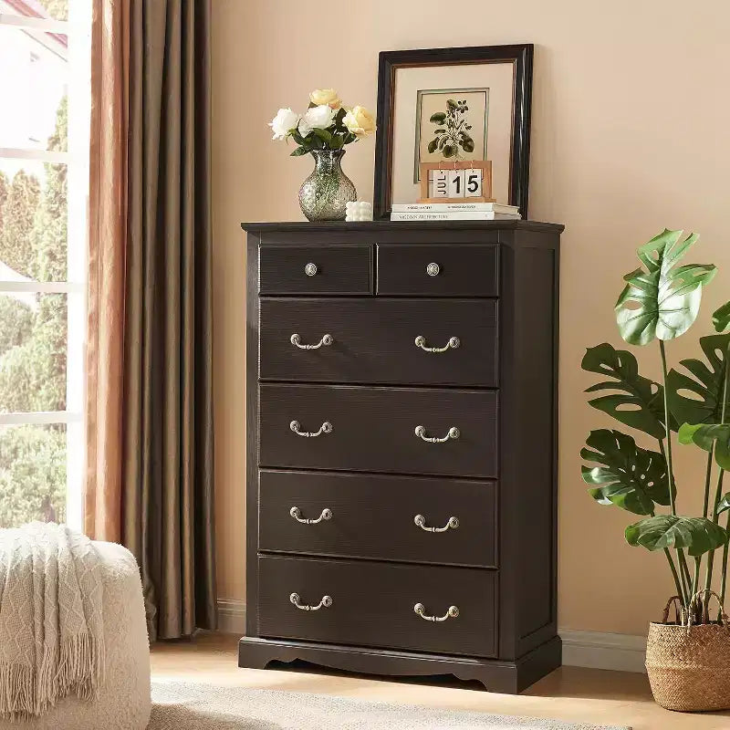 Commode de chambre, commode de style ferme avec poignée en métal vintage