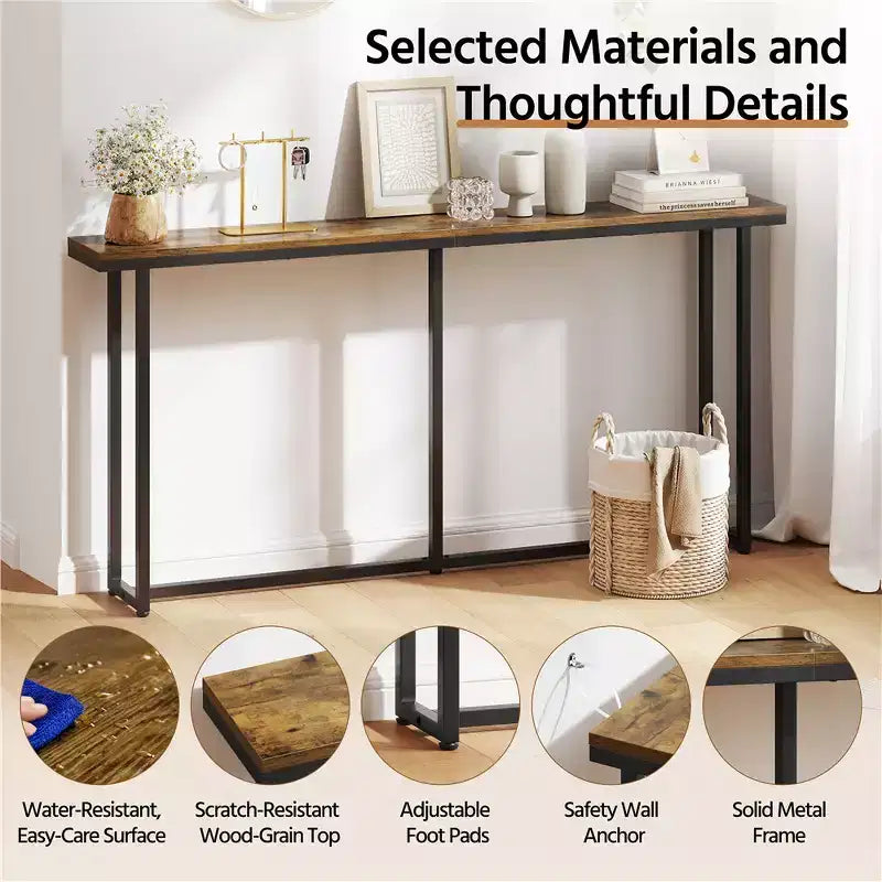 Table console extensible de 71 po pour couloir, salon