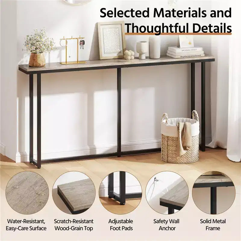 Table console extensible de 71 po pour couloir, salon