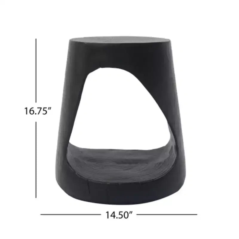 Table d'appoint creuse avec texture en bois de teinte noire