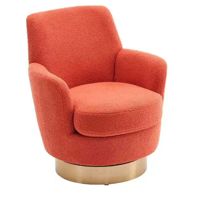 Fauteuil pivotant de luxe en velours, fauteuil d'appoint rotatif silencieux à 360° avec base dorée pour salon, chambre, bureau