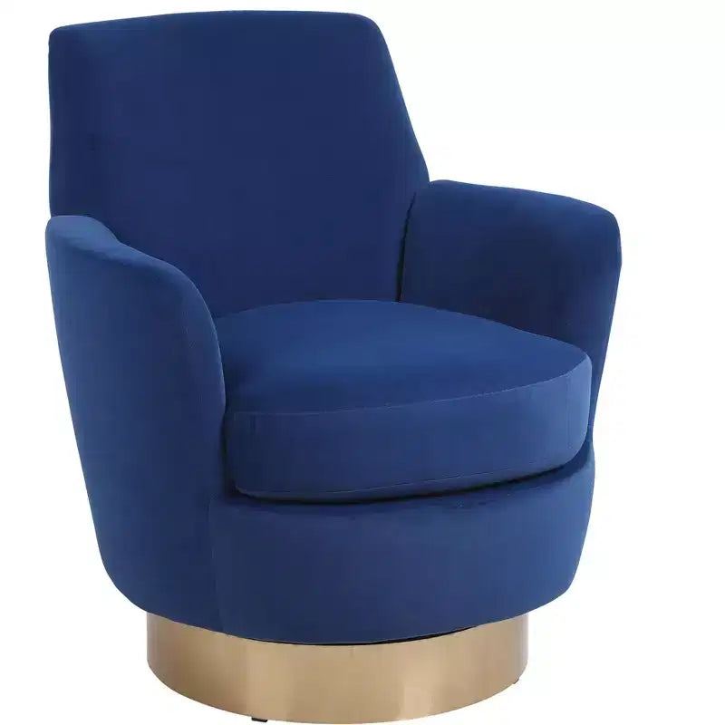 Fauteuil pivotant de luxe en velours, fauteuil d'appoint rotatif silencieux à 360° avec base dorée pour salon, chambre, bureau
