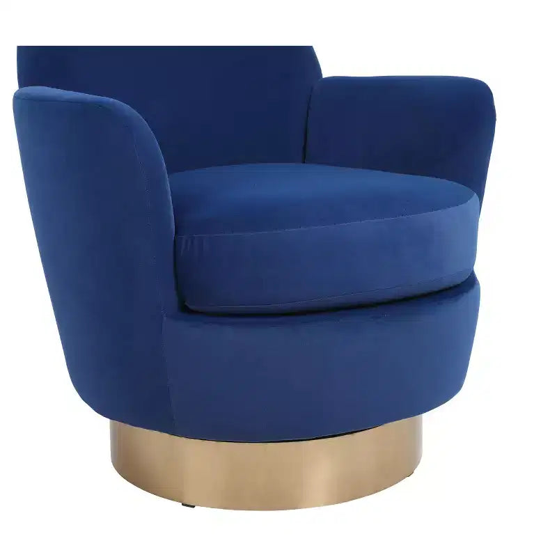 Fauteuil pivotant de luxe en velours, fauteuil d'appoint rotatif silencieux à 360° avec base dorée pour salon, chambre, bureau