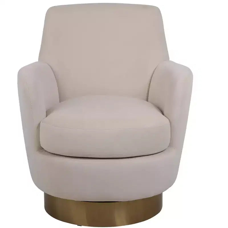 Fauteuil pivotant de luxe en velours, fauteuil d'appoint rotatif silencieux à 360° avec base dorée pour salon, chambre, bureau