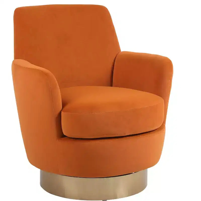 Fauteuil pivotant de luxe en velours, fauteuil d'appoint rotatif silencieux à 360° avec base dorée pour salon, chambre, bureau