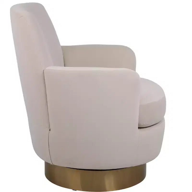 Fauteuil pivotant de luxe en velours, fauteuil d'appoint rotatif silencieux à 360° avec base dorée pour salon, chambre, bureau