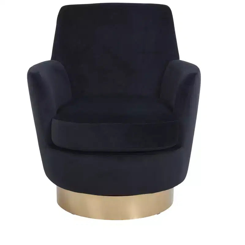 Fauteuil pivotant de luxe en velours, fauteuil d'appoint rotatif silencieux à 360° avec base dorée pour salon, chambre, bureau