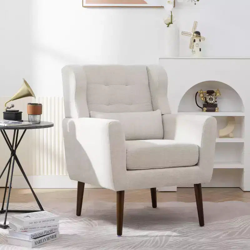 Okak Accent Chairs for Bedroom, Mid Century Modern Accent Chair, Teddy Fabric Chairs Comfy Reading Chair, Lounge Arm Chairs Armchair