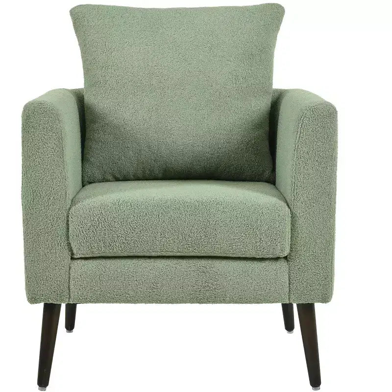 Fauteuil d'appoint pour chambre à coucher, fauteuil rembourré moderne, fauteuil de salon en tissu de style Mid-Century, fauteuil de lecture confortable avec pieds en bois