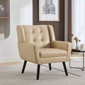 Okak Accent Chairs for Bedroom, Modern Soft Leather Material Ergonomics Accent Chair Living Room Chair, with Black Legs For Indoor Home