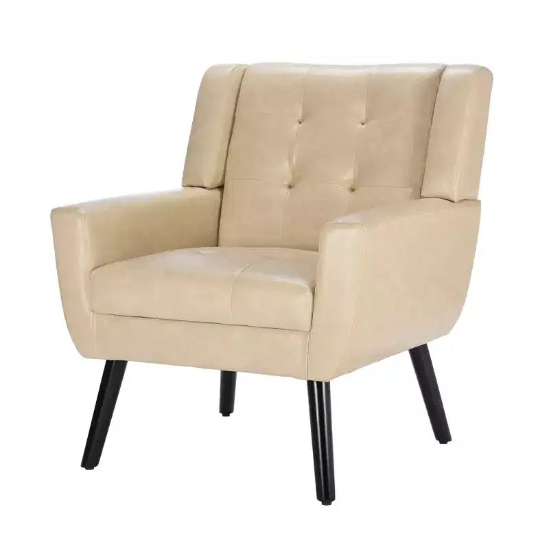 Fauteuils d'appoint pour chambre à coucher, fauteuil d'appoint ergonomique moderne en cuir souple pour salon, avec pieds noirs pour intérieur.