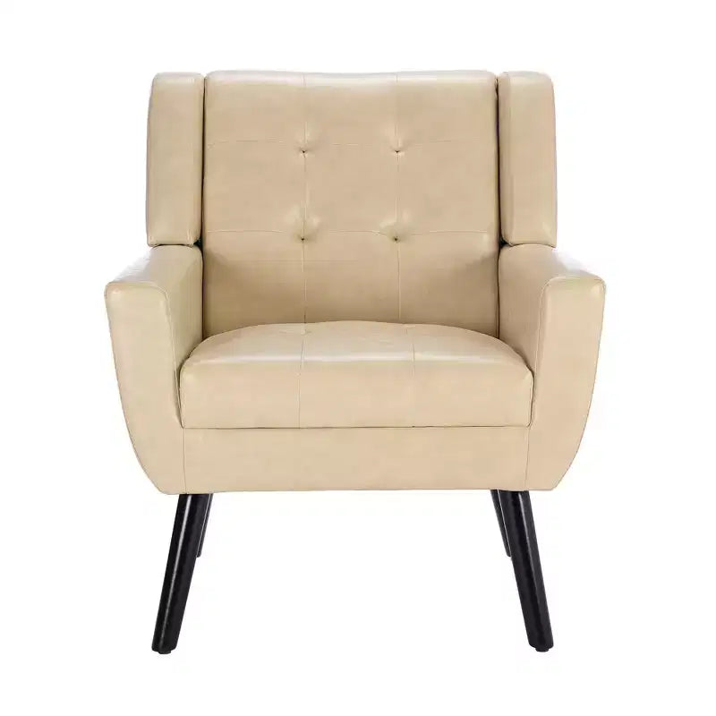 Fauteuils d'appoint pour chambre à coucher, fauteuil d'appoint ergonomique moderne en cuir souple pour salon, avec pieds noirs pour intérieur.