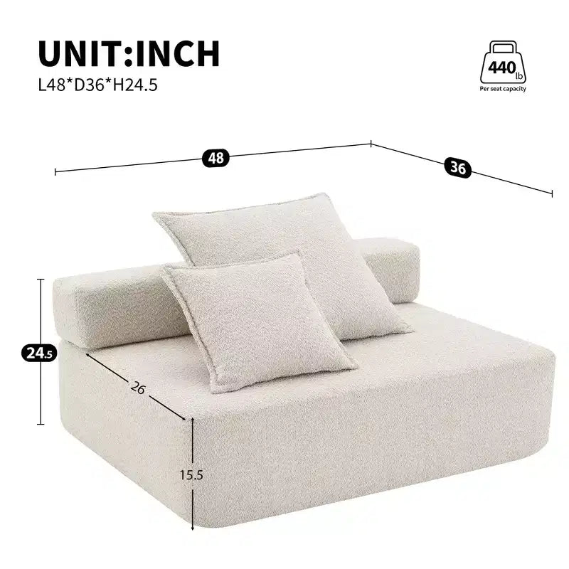 Canapé d'angle modulable en U surdimensionné - Beige
