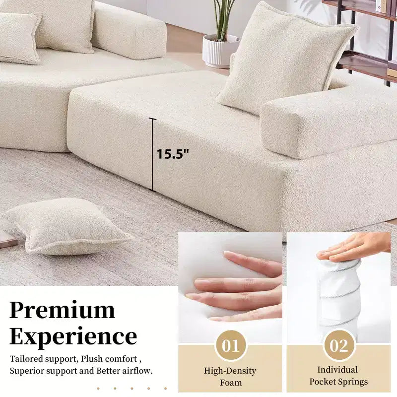 Canapé d'angle modulable en U surdimensionné - Beige