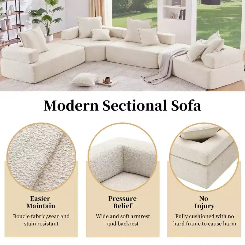 Canapé d'angle modulable en U surdimensionné - Beige