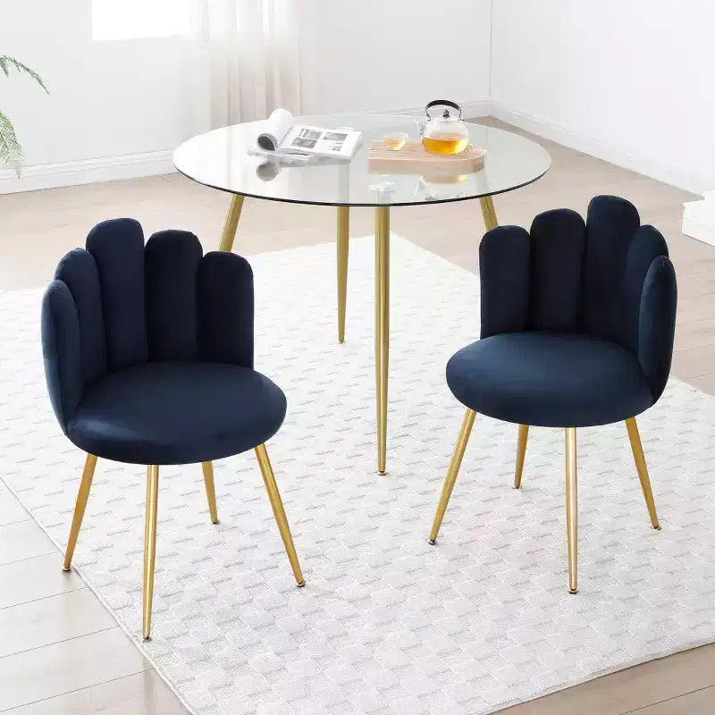 Bestier Set of 2,Modern Velvet Dining Chairs with Golden Metal Legs for Dining Room, Kitchen, Vanity, Living Room - Black
