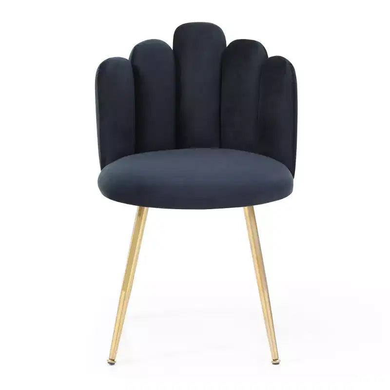 Lot de 2 chaises de salle à manger modernes en velours avec pieds en métal doré pour salle à manger, cuisine, coiffeuse, salon - Noir