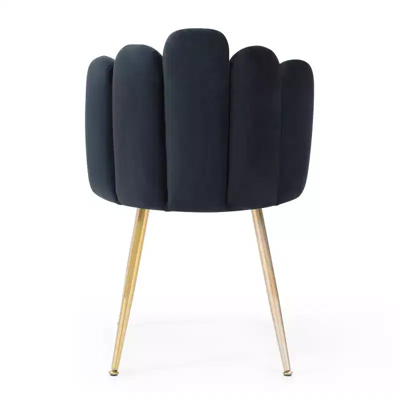 Lot de 2 chaises de salle à manger modernes en velours avec pieds en métal doré pour salle à manger, cuisine, coiffeuse, salon - Noir
