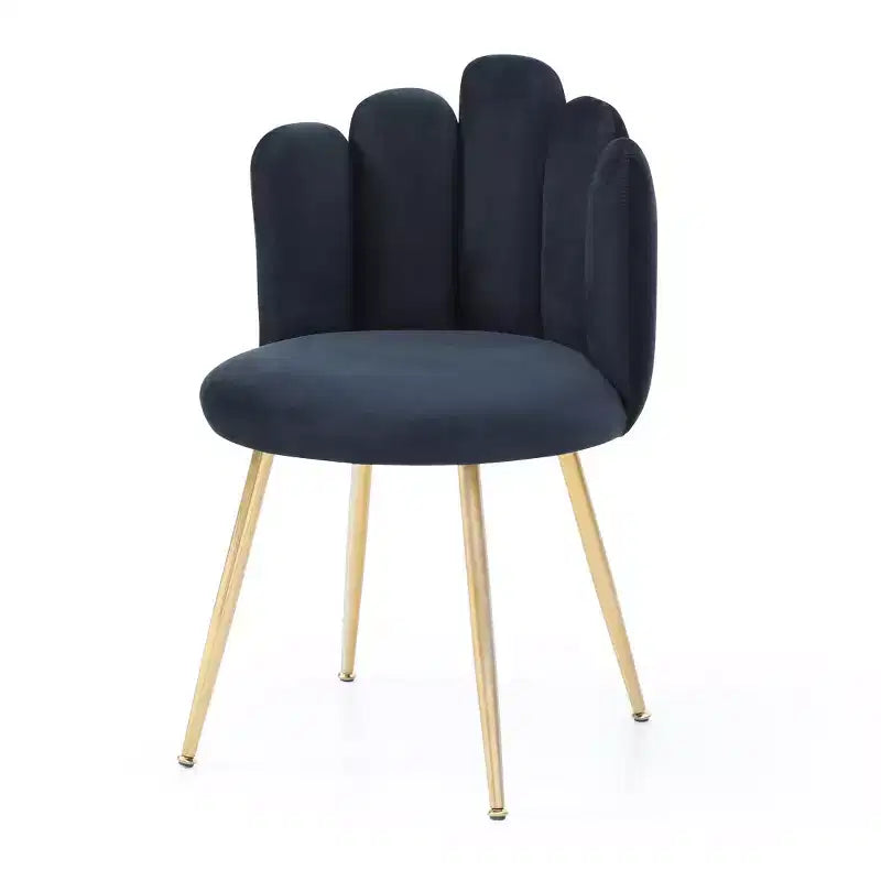 Lot de 2 chaises de salle à manger modernes en velours avec pieds en métal doré pour salle à manger, cuisine, coiffeuse, salon - Noir