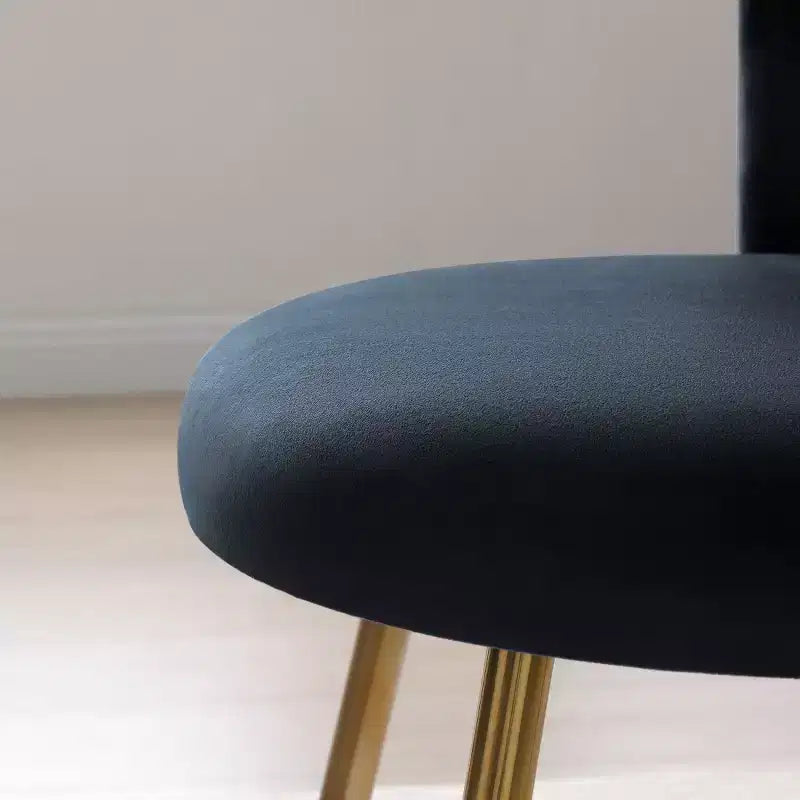 Lot de 2 chaises de salle à manger modernes en velours avec pieds en métal doré pour salle à manger, cuisine, coiffeuse, salon - Noir